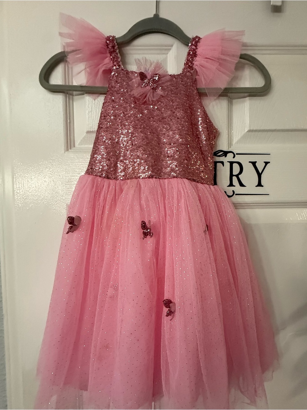 Pink Sequin & Tulle Party Dress